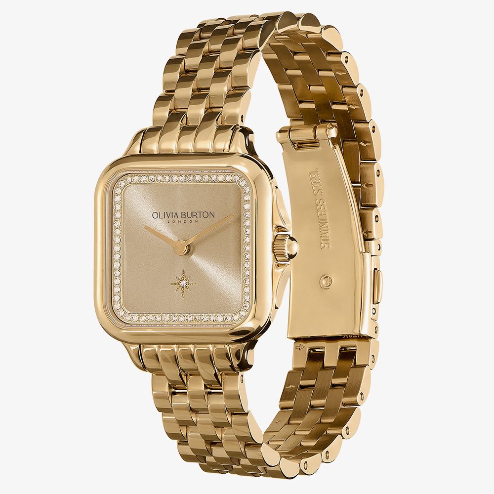 Olivia Burton 24000084 Grosvenor Champagne Sunray Dial Watch 