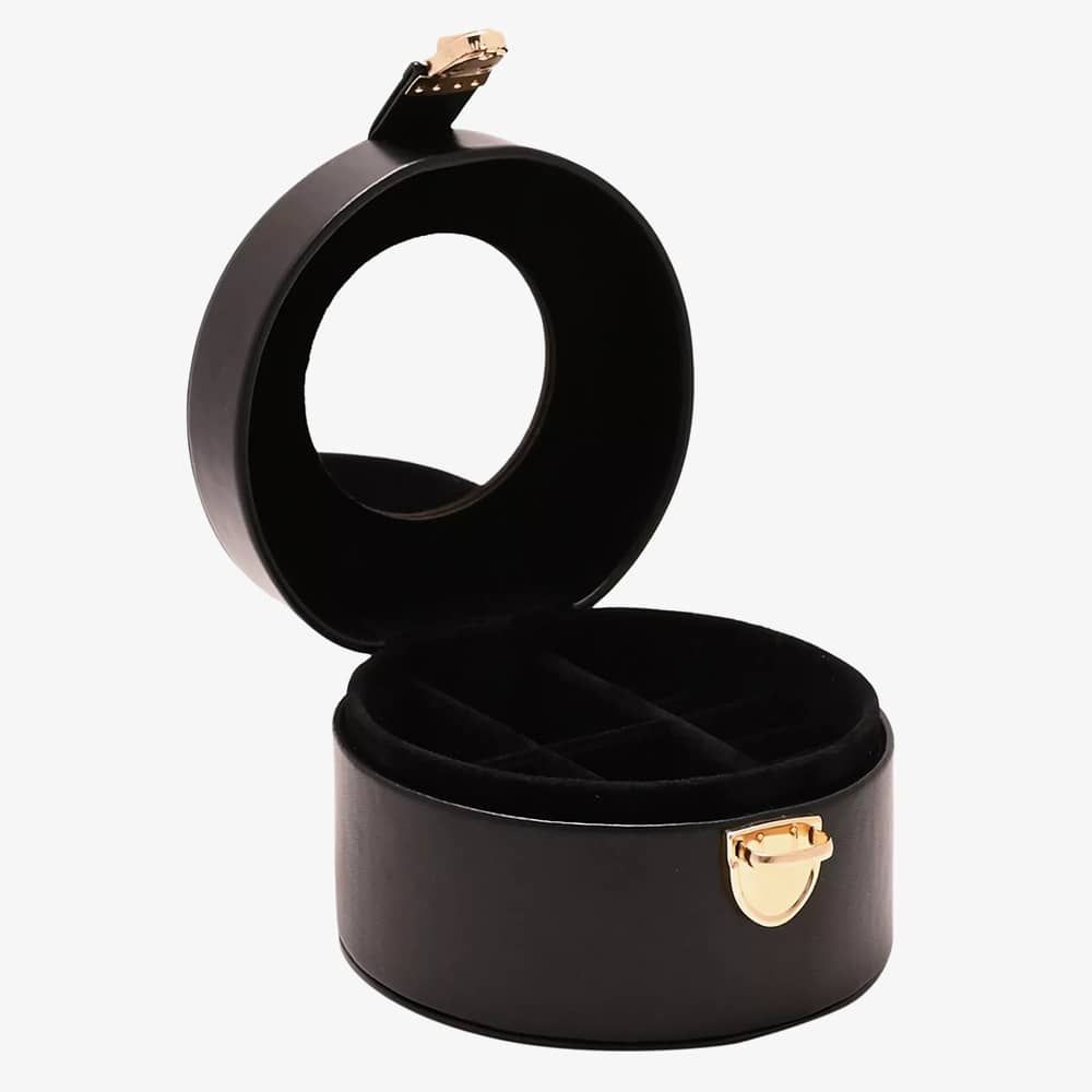 Sophia Black Round Leather