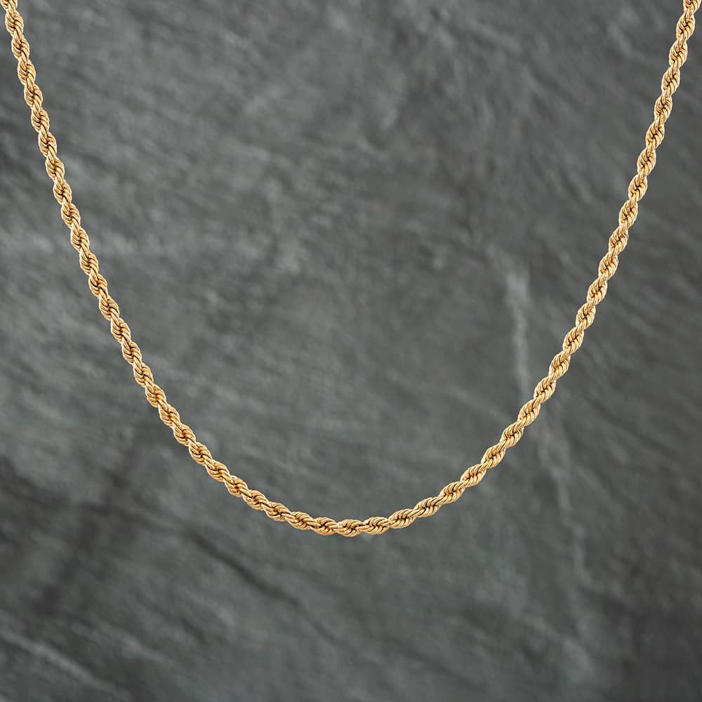Second Hand 9ct Yellow Gold 24 Inch Rope Chain 41021136 - thbaker.co.uk