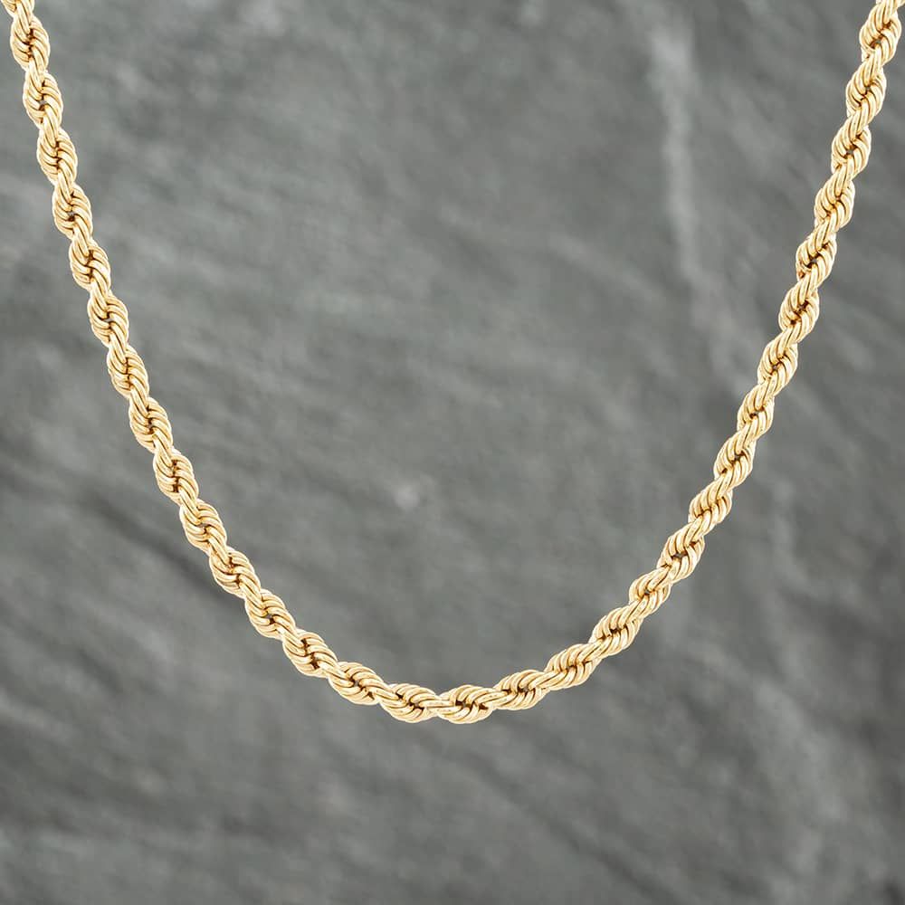 Second Hand 9ct Yellow Gold 18 Inch Rope Chain 41021197 - thbaker.co.uk
