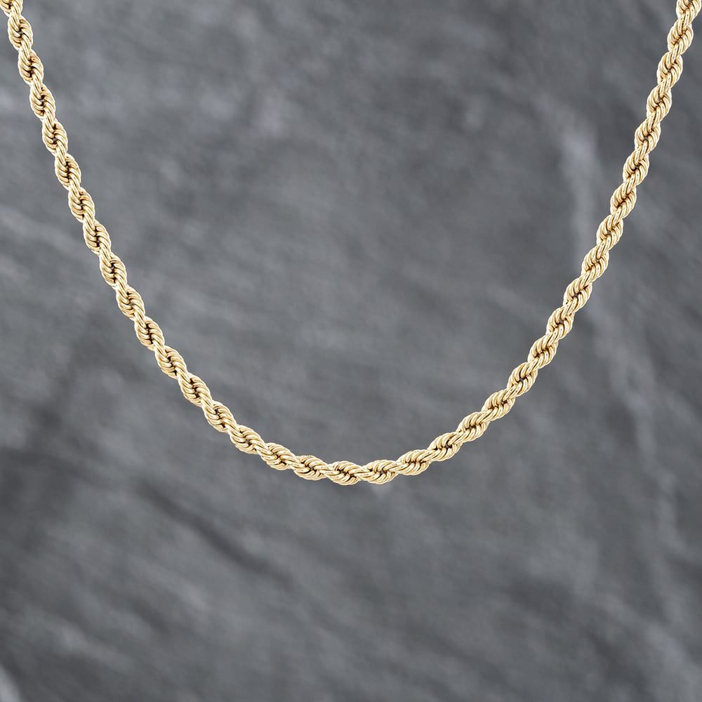 Second Hand 9ct Yellow Gold 16 Inch Rope Chain 41021343 - thbaker.co.uk