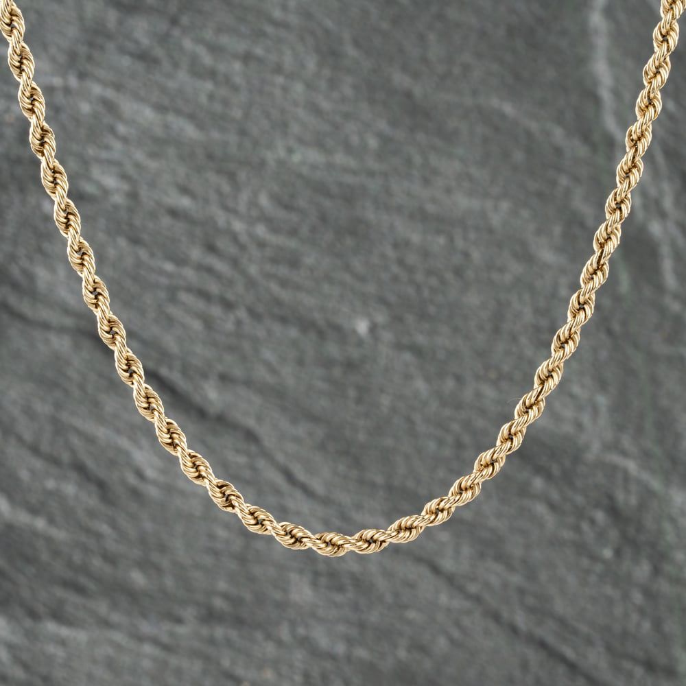 Second Hand 9ct Yellow Gold 18 Inch Rope Chain 41021494 - thbaker.co.uk