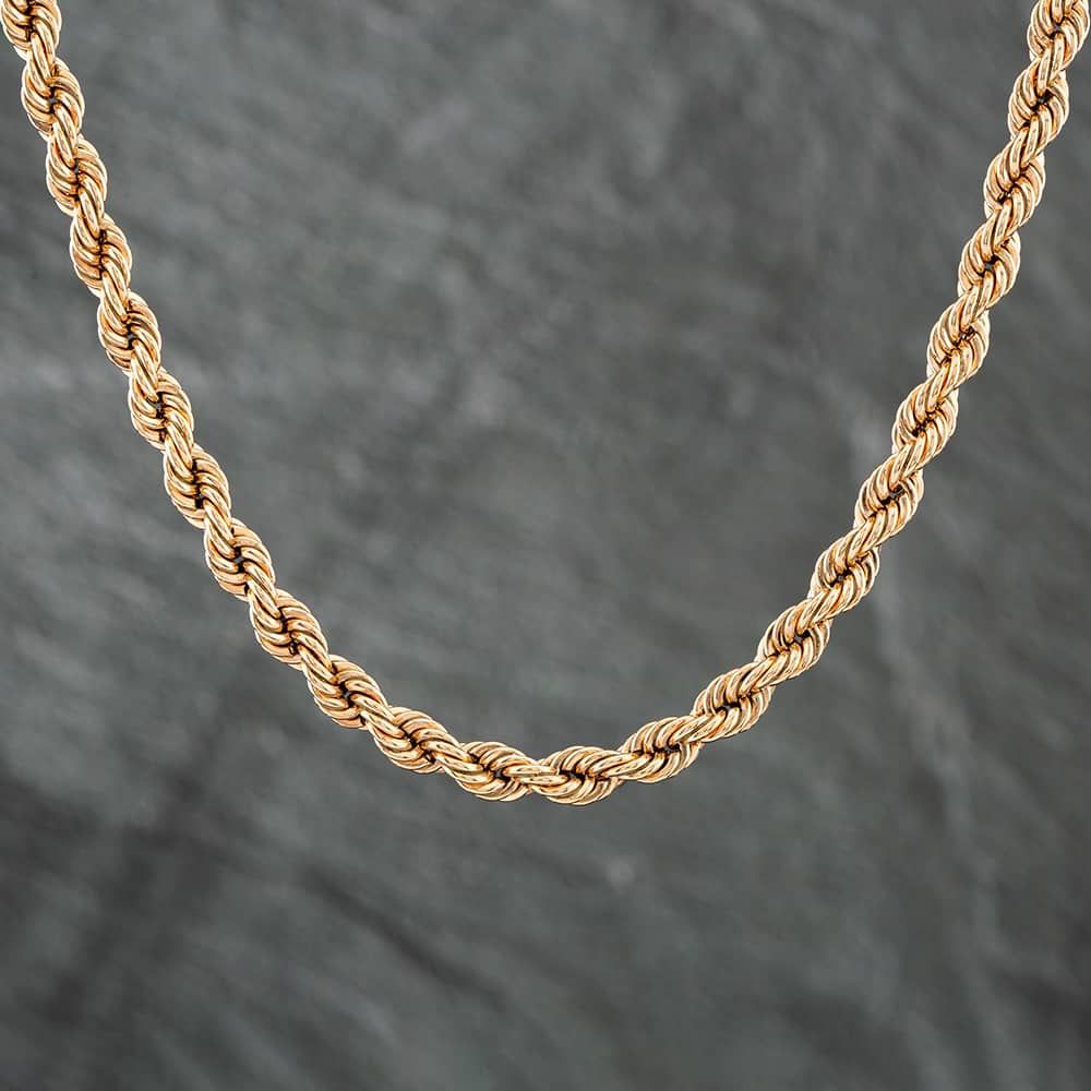 Second Hand 9ct Yellow Gold 16 Inch Rope Chain 41041184 - thbaker.co.uk