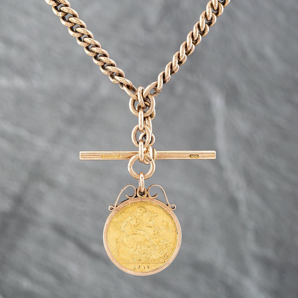 Second Hand Vintage 9ct Rose Gold With 1912 Full Sovereign Coin