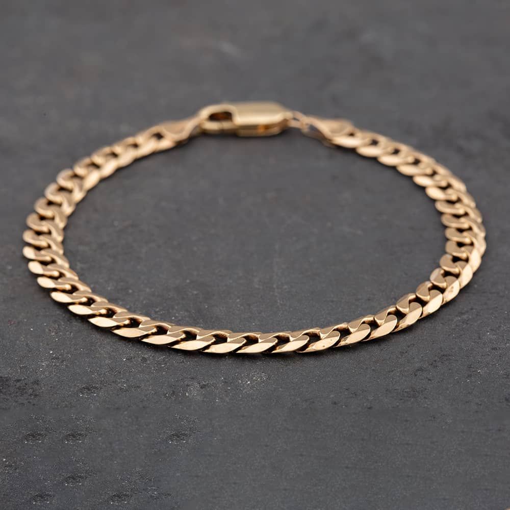 Second Hand 9ct Yellow Gold Inch Curb Chain Bracelet 41081058