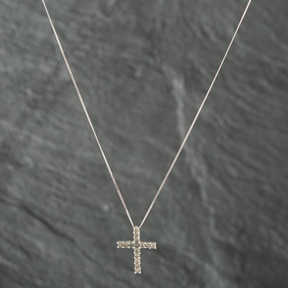Dazzlingrock Collection 0.05 Carat Diamond Cross Pendant – 18 Inch Chain In 10K White Gold