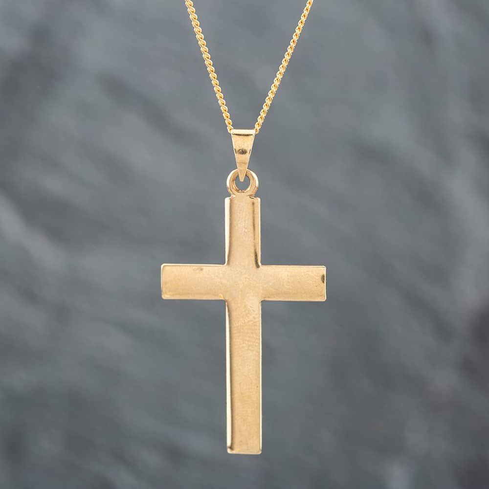 18K Yellow nd White Gold Modern Cross Pendnt with 14k Yellow Gold