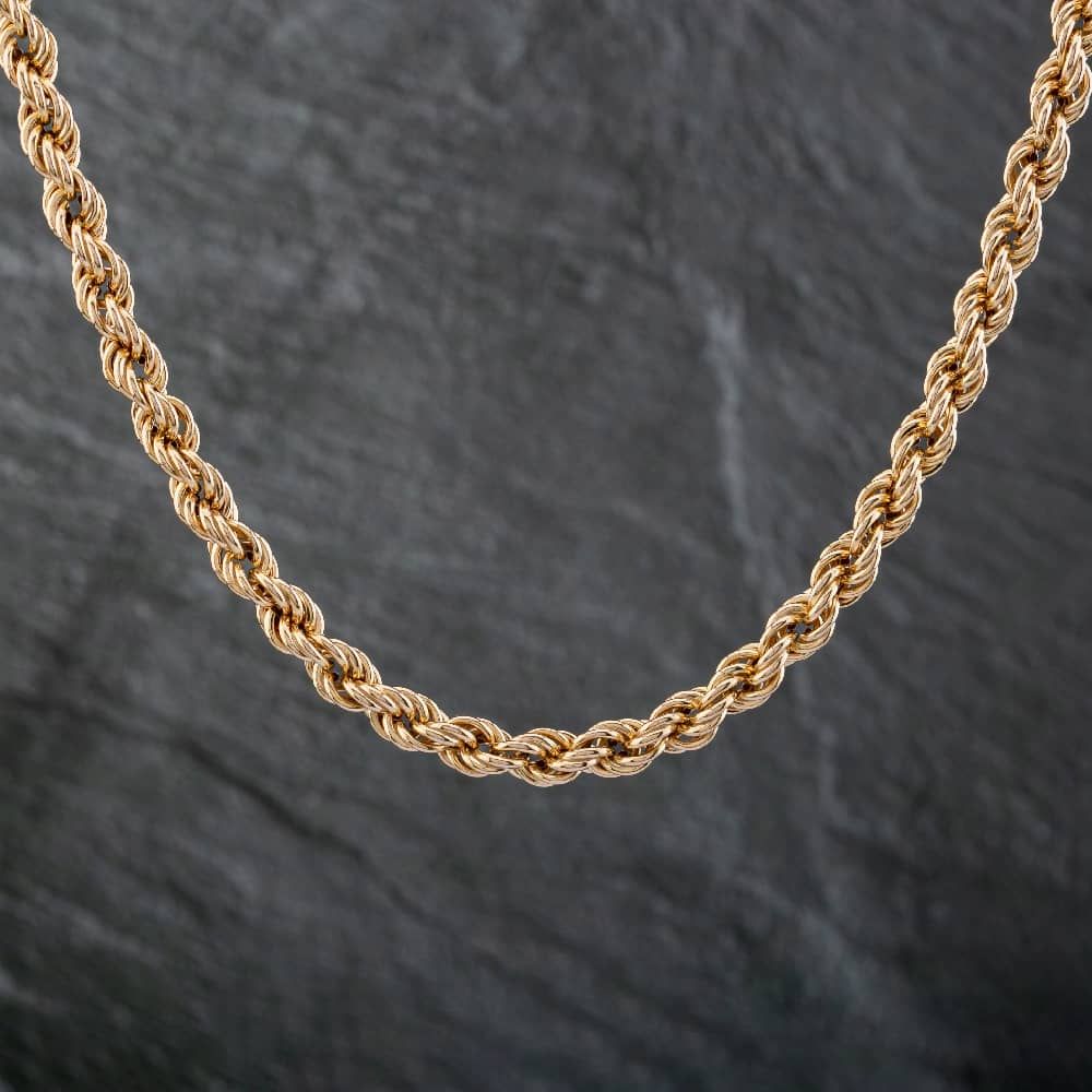 Second Hand 9ct Yellow Gold 18 Inch Rope Chain 411600154 - thbaker.co.uk