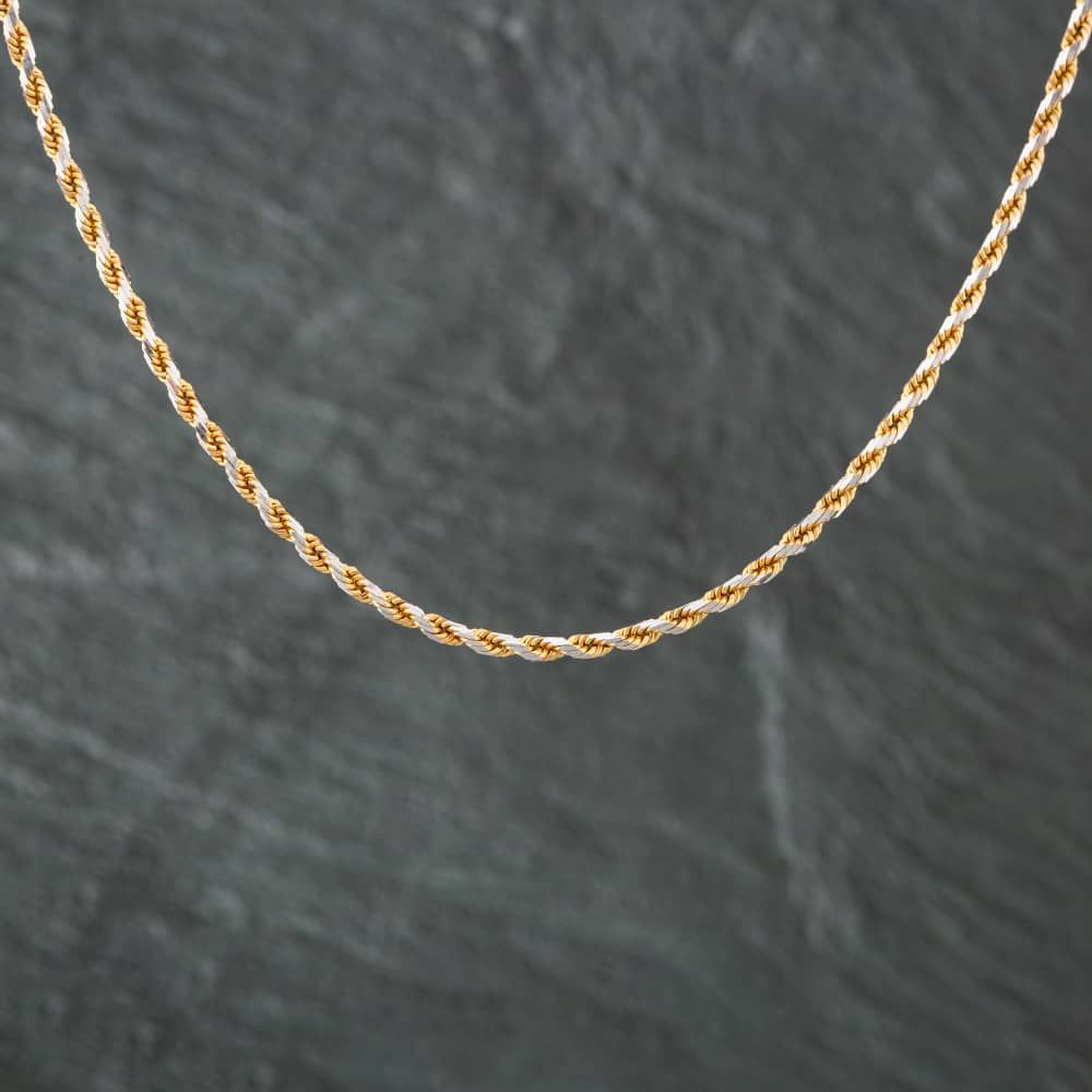 Second Hand 9ct Two Colour Gold 16 Inch Rope Chain 41161202 - thbaker.co.uk