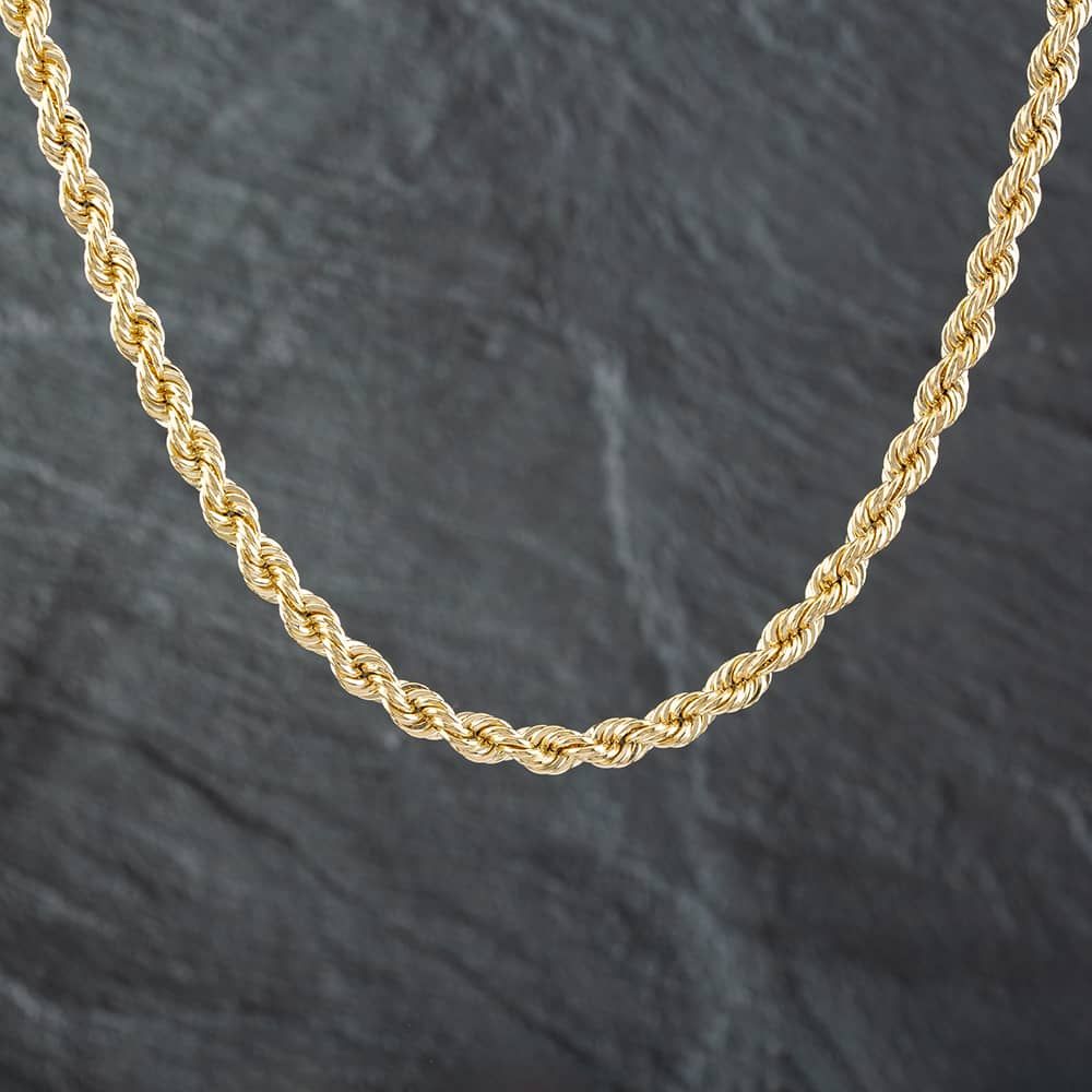 Second Hand 9ct Yellow Gold 18 Inch Rope Chain 41161256 - thbaker.co.uk