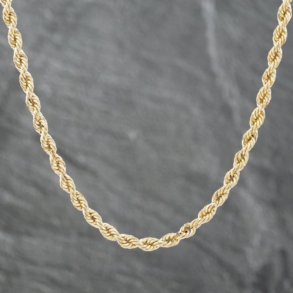 Second Hand 9ct Yellow Gold 20 Inch Rope Chain 41161753 - thbaker.co.uk