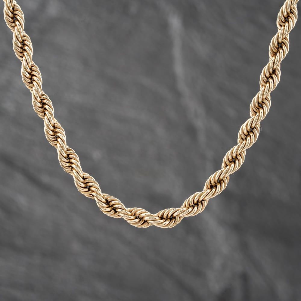 Second Hand 9ct Yellow Gold 18 Inch Rope Chain 41161765 - thbaker.co.uk