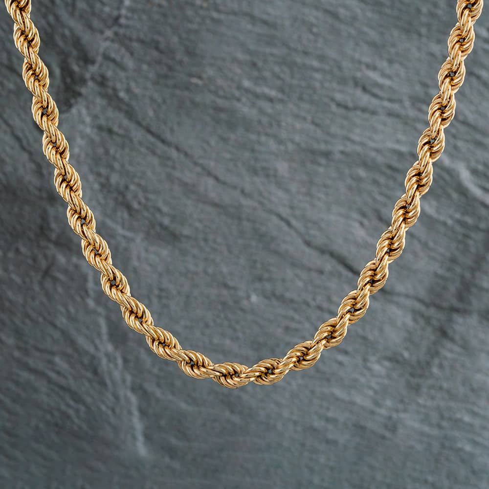Second Hand 9ct Yellow Gold 18 Inch Rope Chain 4116872 - thbaker.co.uk