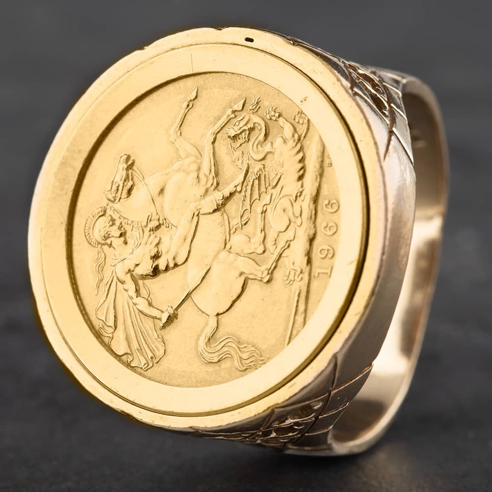 Second Hand 9ct Yellow Gold 1966 Full Sovereign Coin Ring