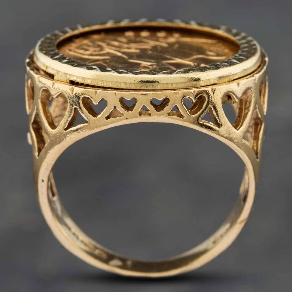 Second Hand 9ct Yellow Gold 1907 Half Sovereign Coin Ring