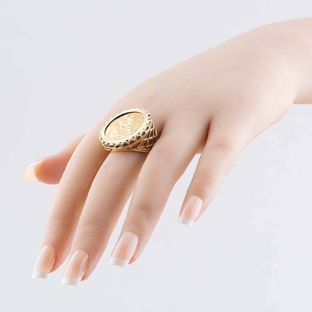 Finger Ring Coin Design Gold Ring Second Hand 9ct Yellow Gold 1908