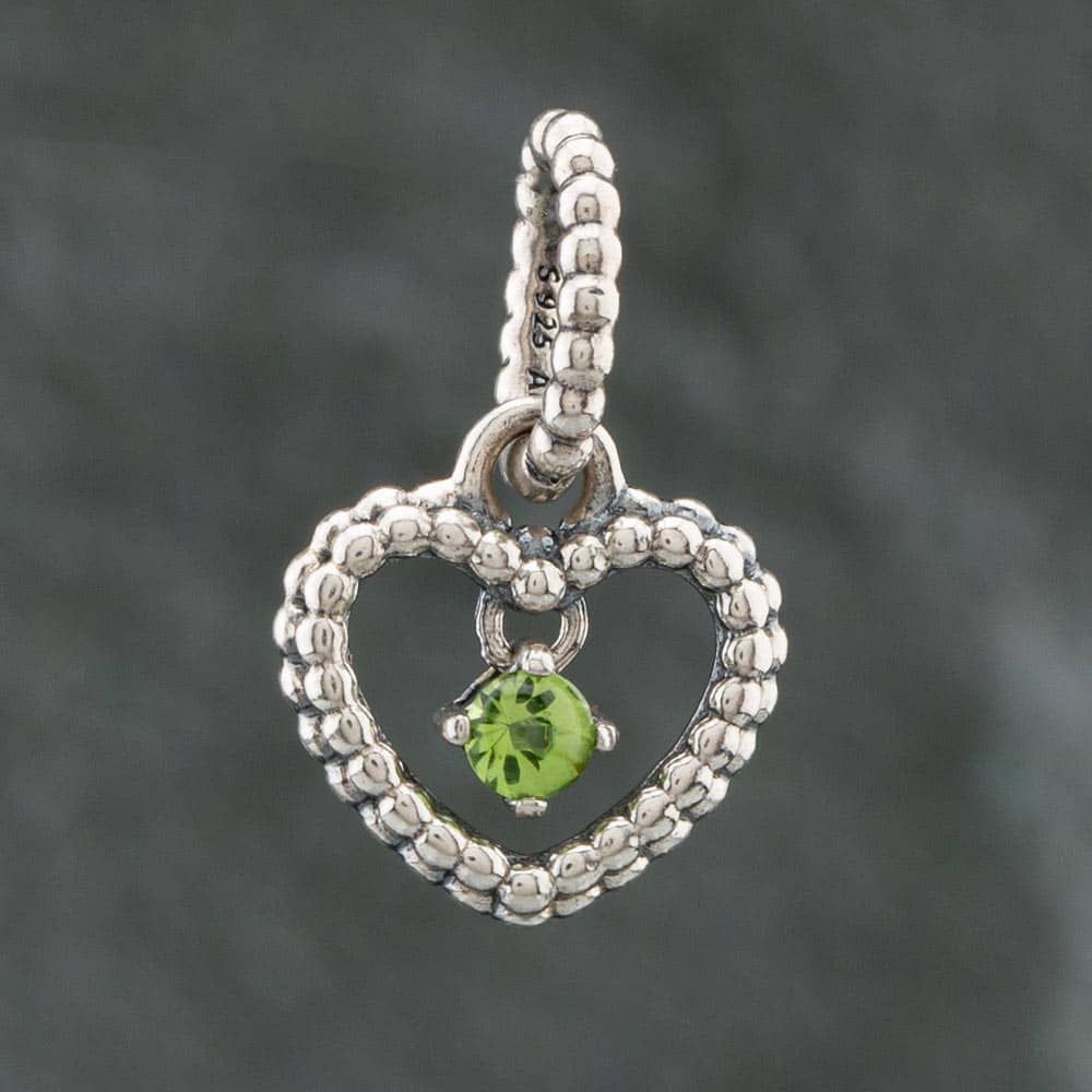 Second Hand Pandora Silver Crystal August Birthstone Heart Dangle Charm  41221129
