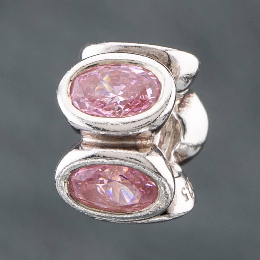 Second Hand Pandora Silver Pink Cubic Zirconia Heart Charm