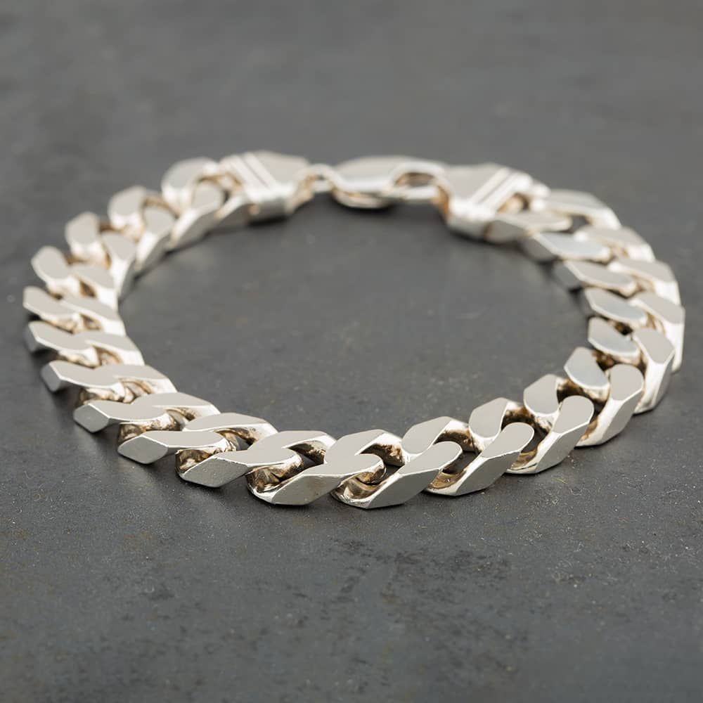 Second Hand Silver Heavy 9 Inch Curb Chain Bracelet 41251134
