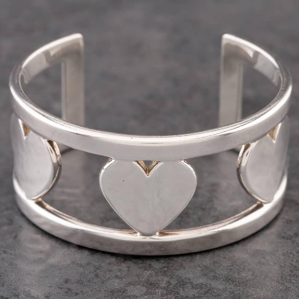 Second Hand Tiffany Silver Wide Heart Small Cuff Bangle 41251315