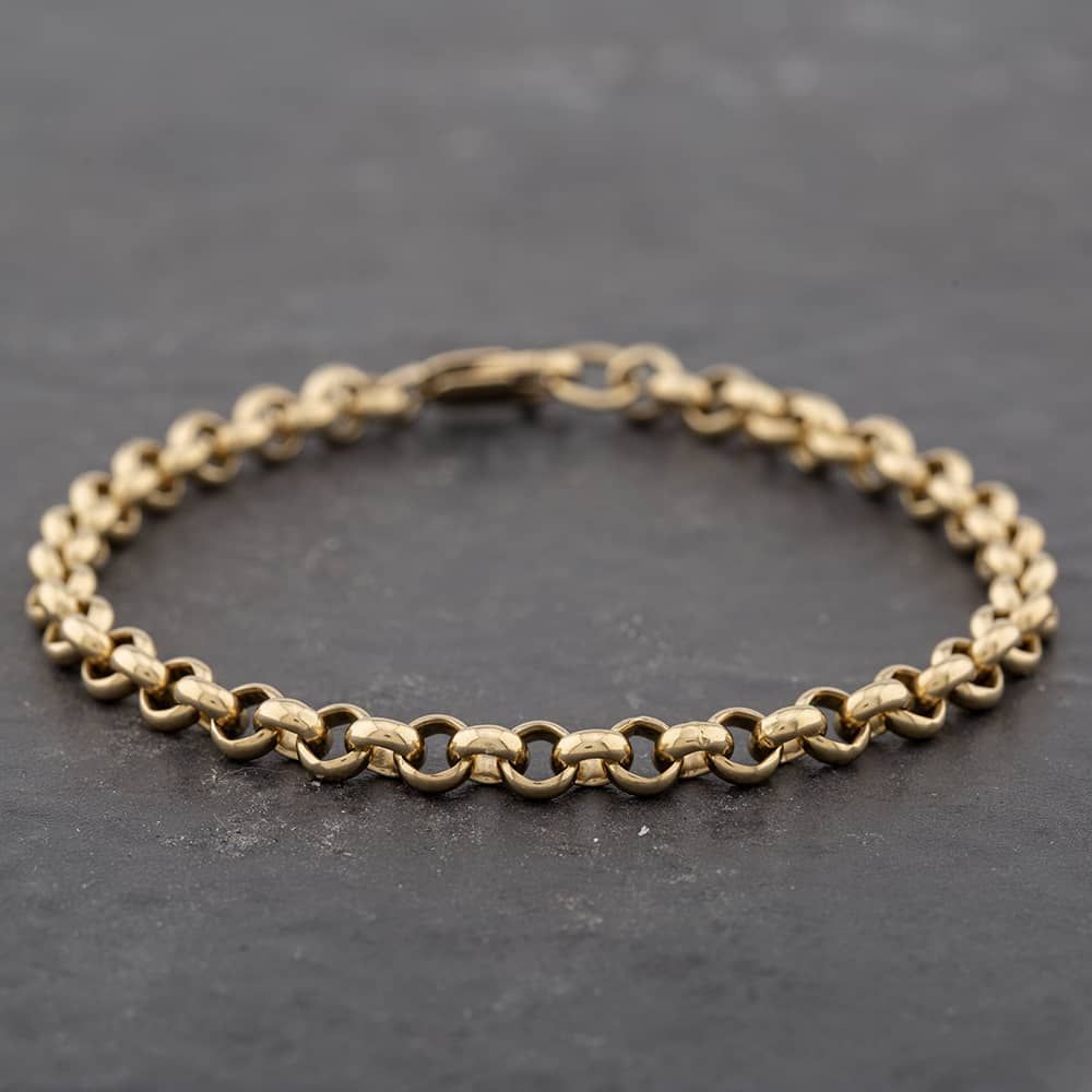 Second Hand 9ct Yellow Gold Round Inch Belcher Chain Bracelet 41281246