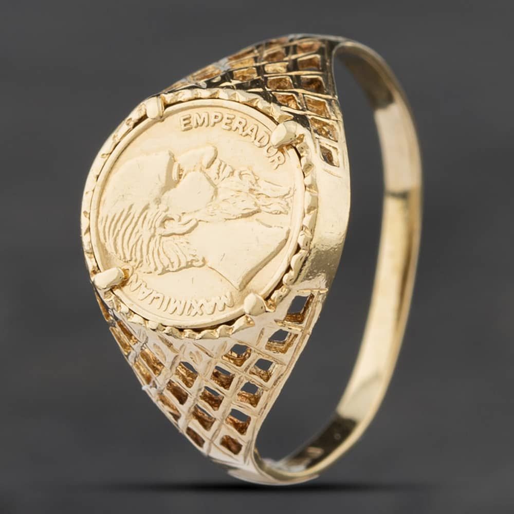 Second Hand 9ct Yellow Gold Peso Coin Ring 41341435