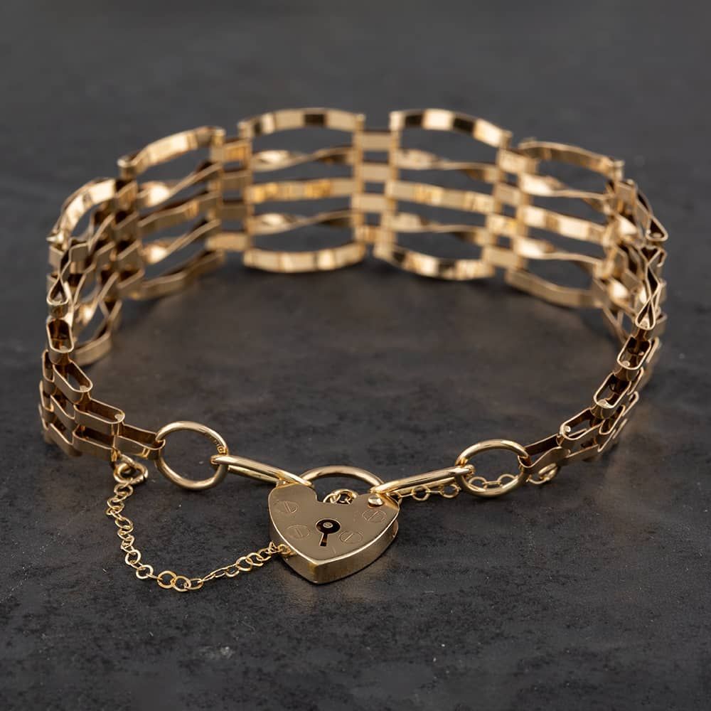 Second Hand Vintage 9ct Yellow Gold Five Bar Gate Bracelet - thbaker.co.uk