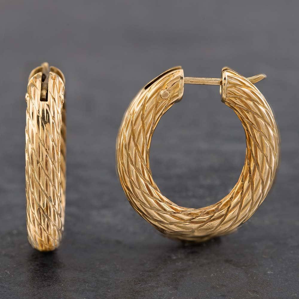 Second Hand 9ct Yellow Gold Fancy Oval Hoop Earrings thbaker.co.uk