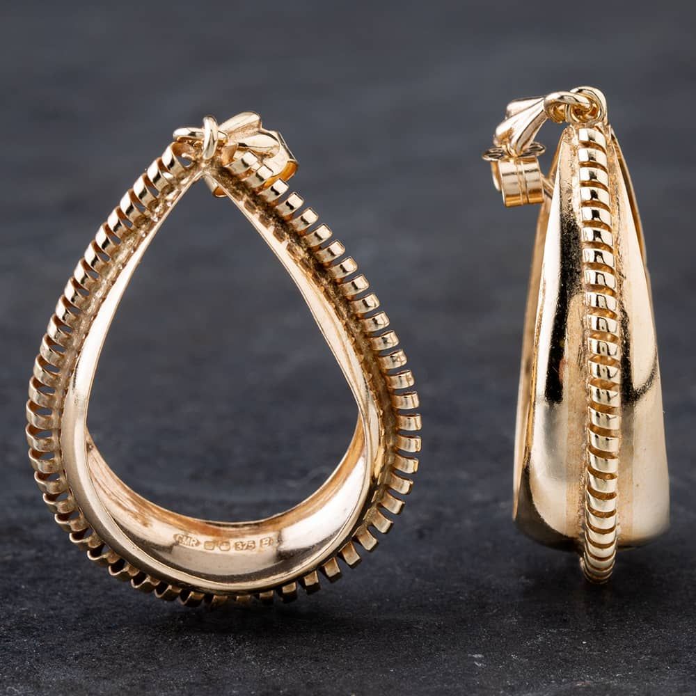 Second Hand 9ct Yellow Gold Teardrop Stud Earrings