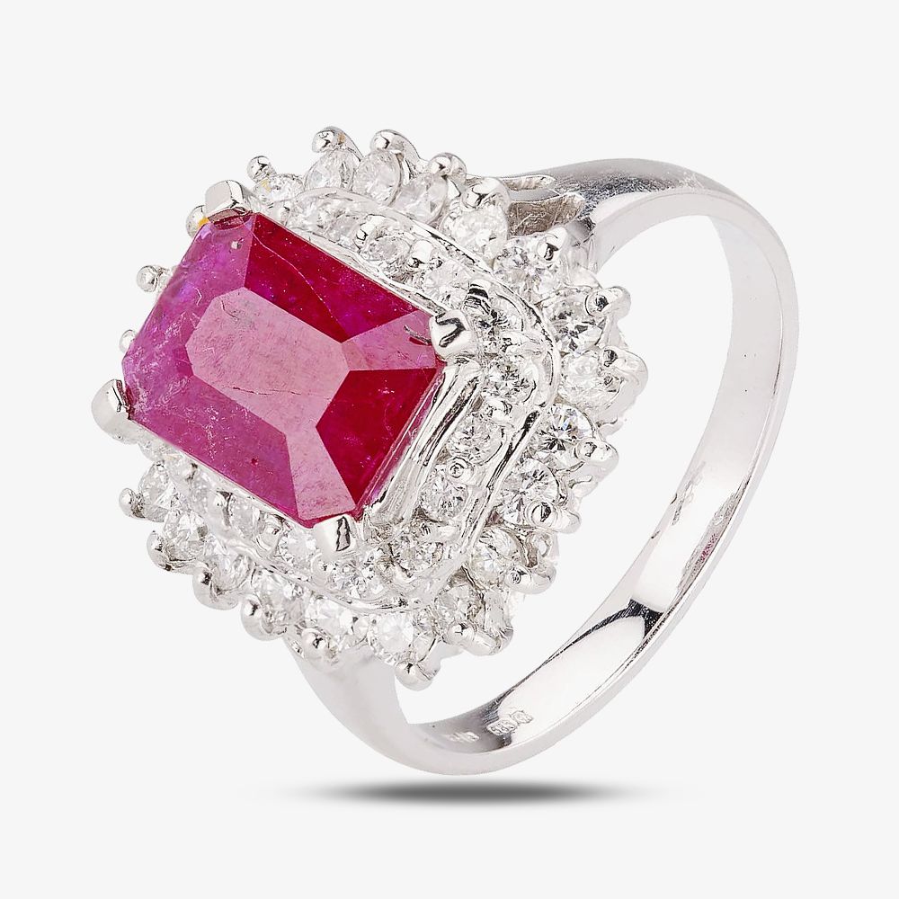 Second Hand 14ct White Gold Ruby and Diamond Ring 4312058