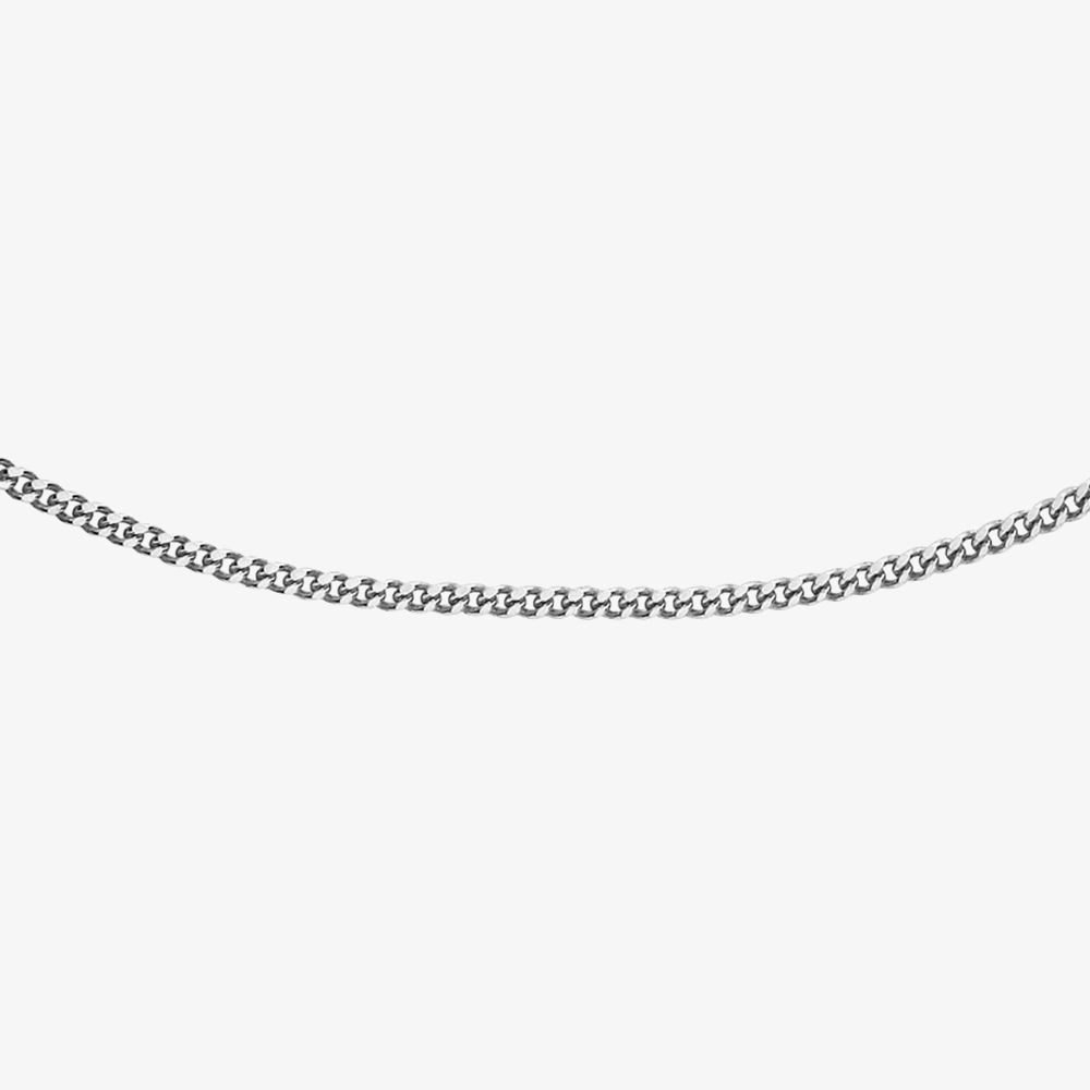 9ct White Gold Diamond-Cut Curb Chain 5 