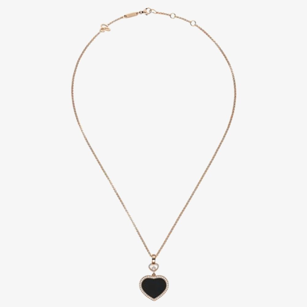 Chopard 79A074-5201 Happy Hearts 18ct Rose Gold Onyx Necklace 