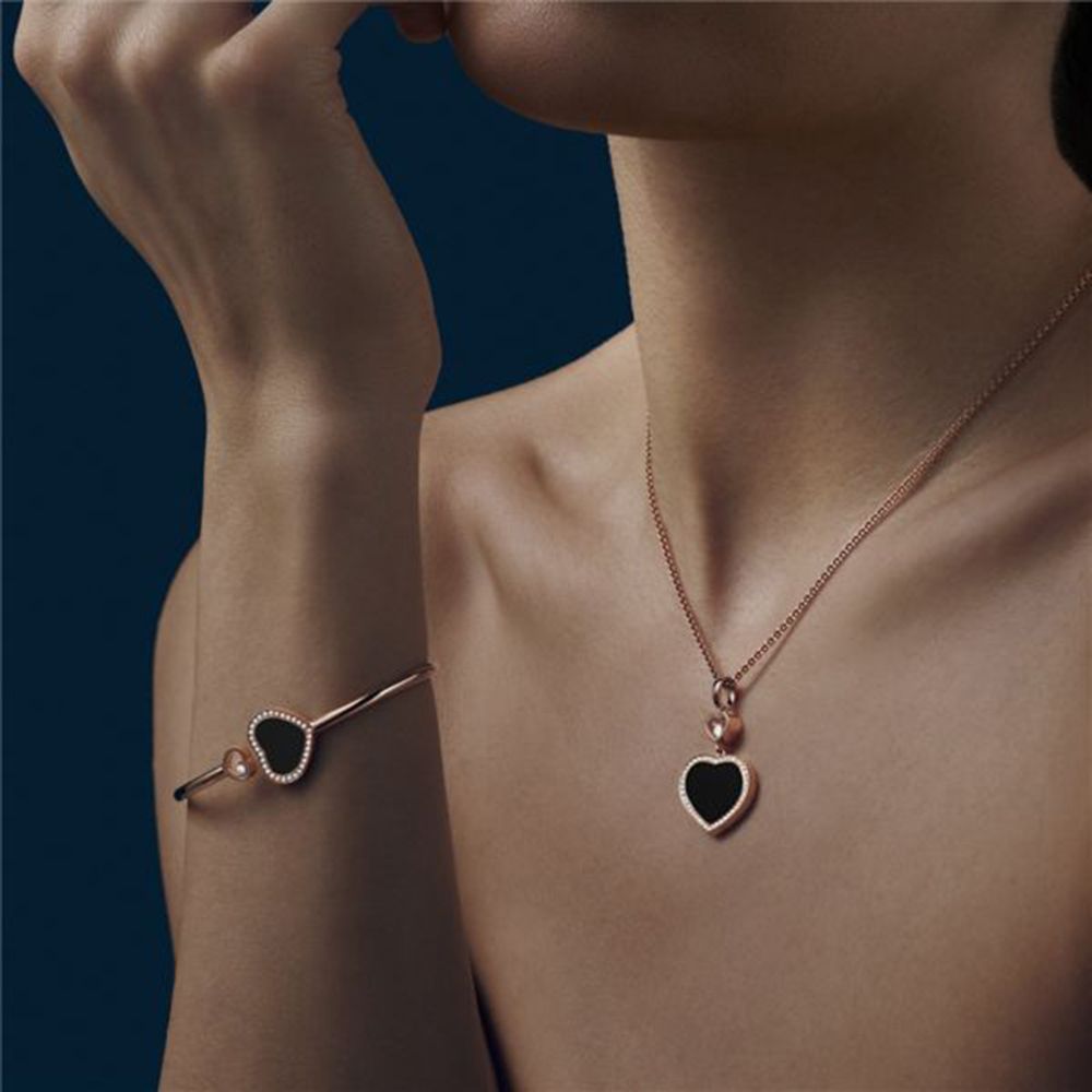 Chopard 85A074-5203 Happy Hearts 18ct Rose Gold Onyx Bangle 