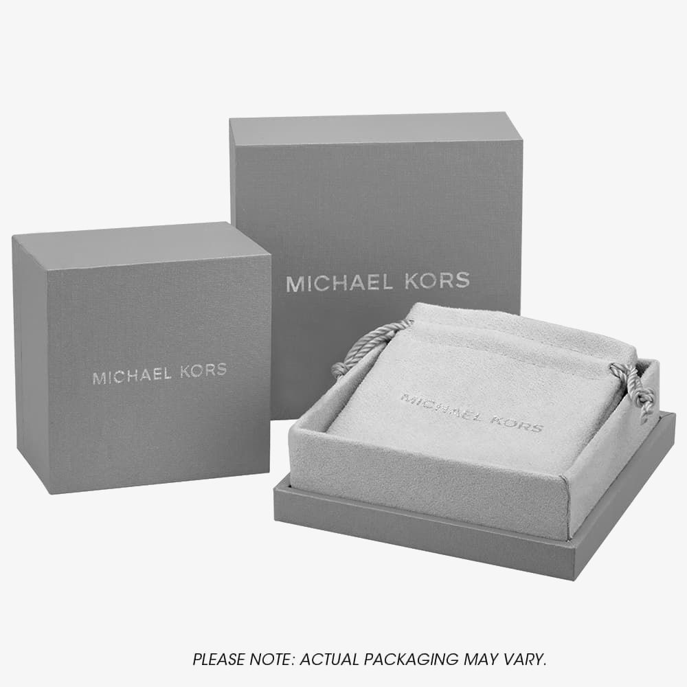 Michael Kors MKC1208AN040 Premium Silver Clear Pave Logo Necklace