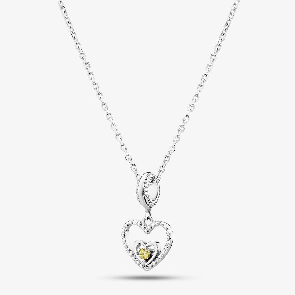 Rosa Lea AM-2THB004204 August Birthstone Yellow Heart Necklace